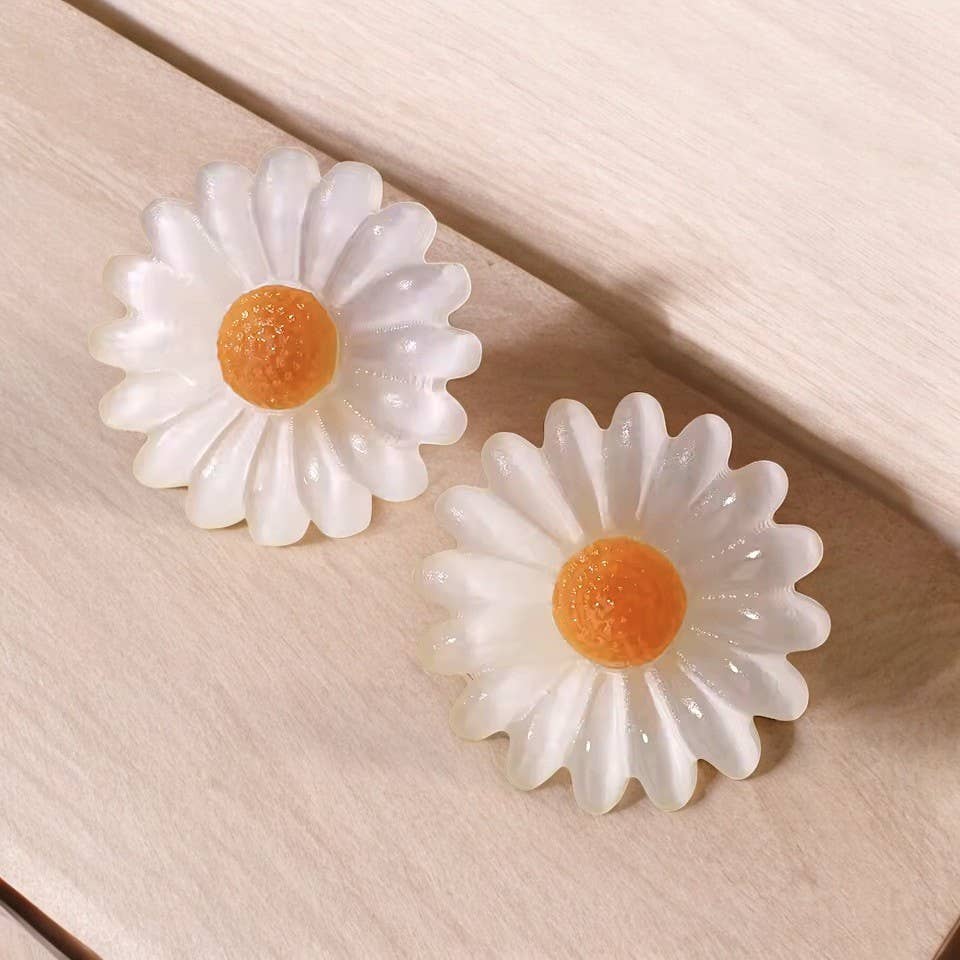 White Selenite Crystal Flower Carving with metal stand