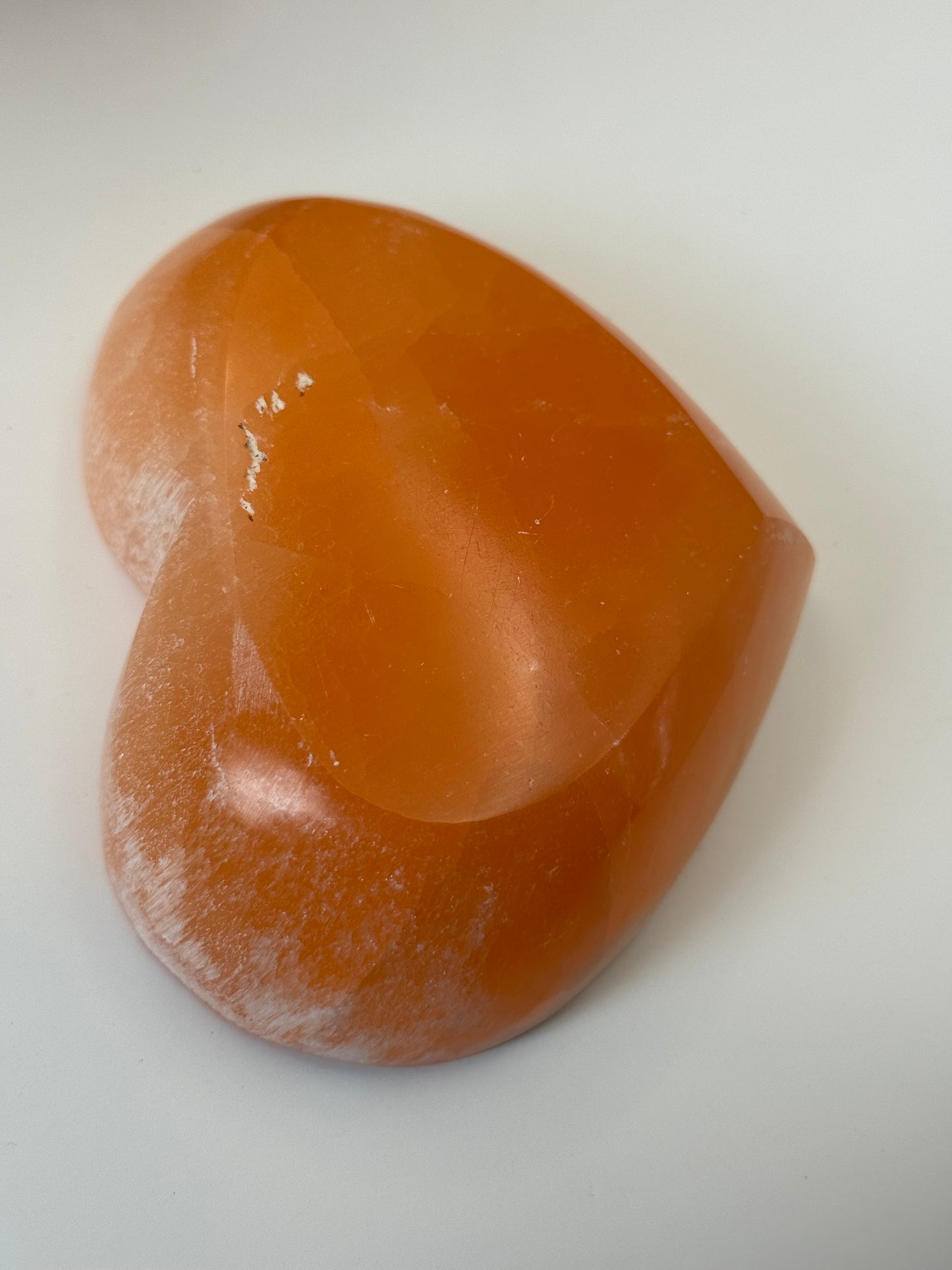 Orange Selenite Crystal Heart Bowl