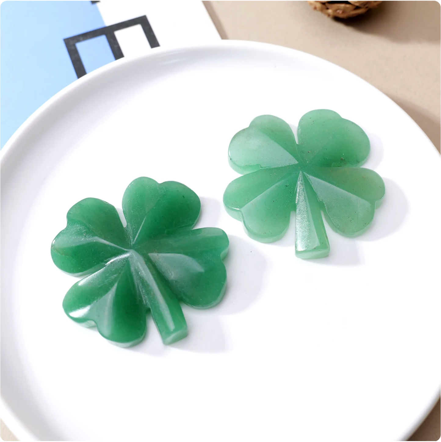 Aventurine Lucky Four Leaf Clover Carving