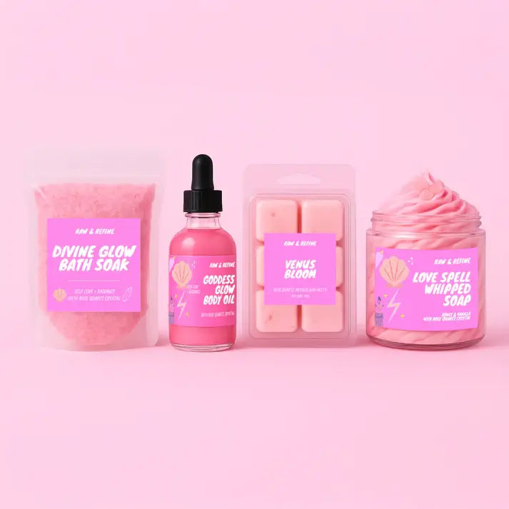 Divine Glow Bath Soak - Self Love Ritual Bath Salts - Rose Quartz Crystal Infused