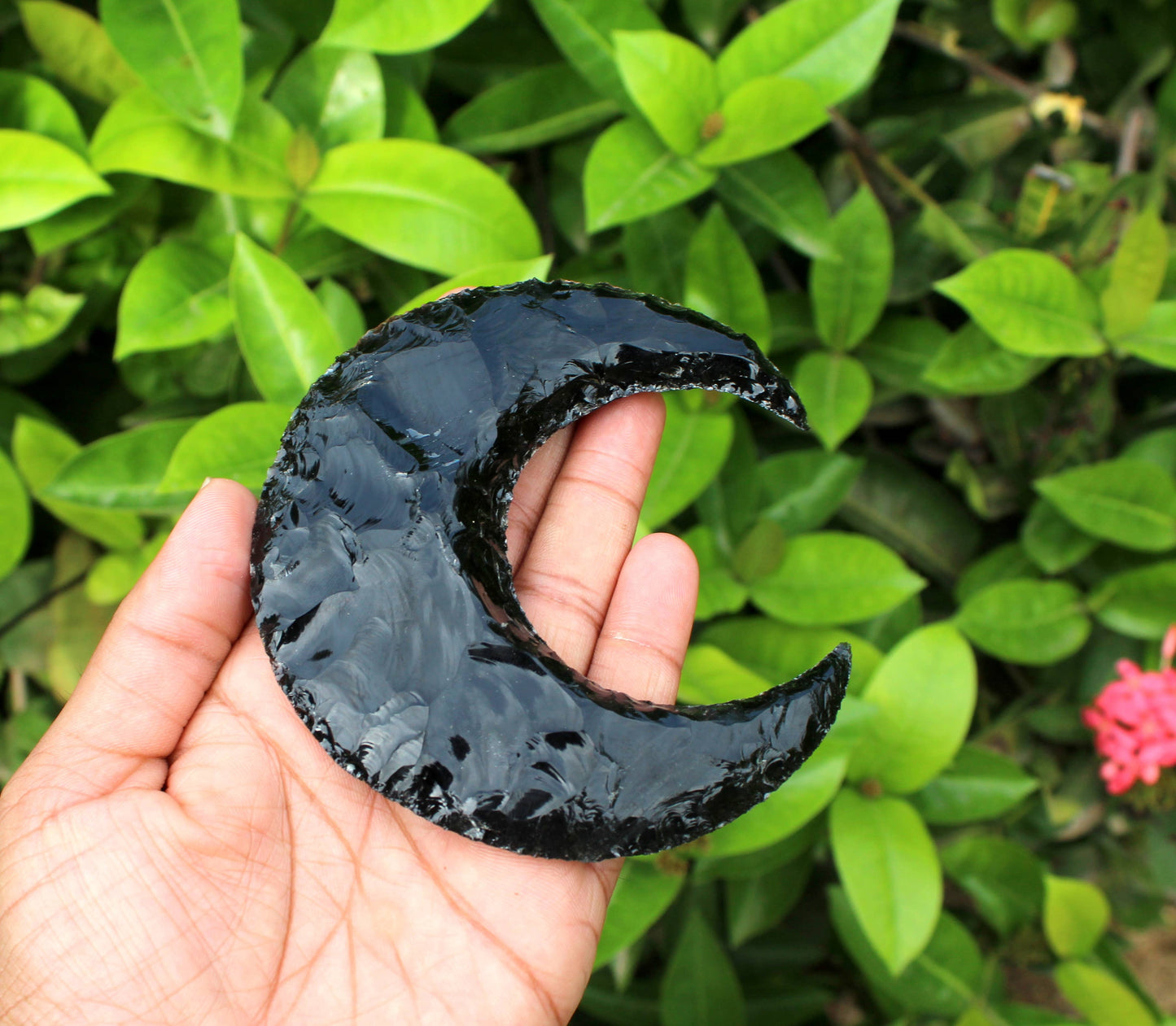 Black Obsidian Crescent Moon, Large