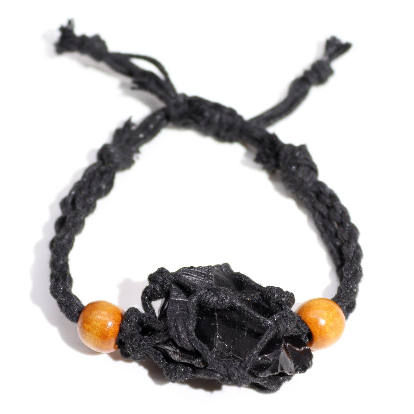 Macrame adjustable gemstone bracelet - Black