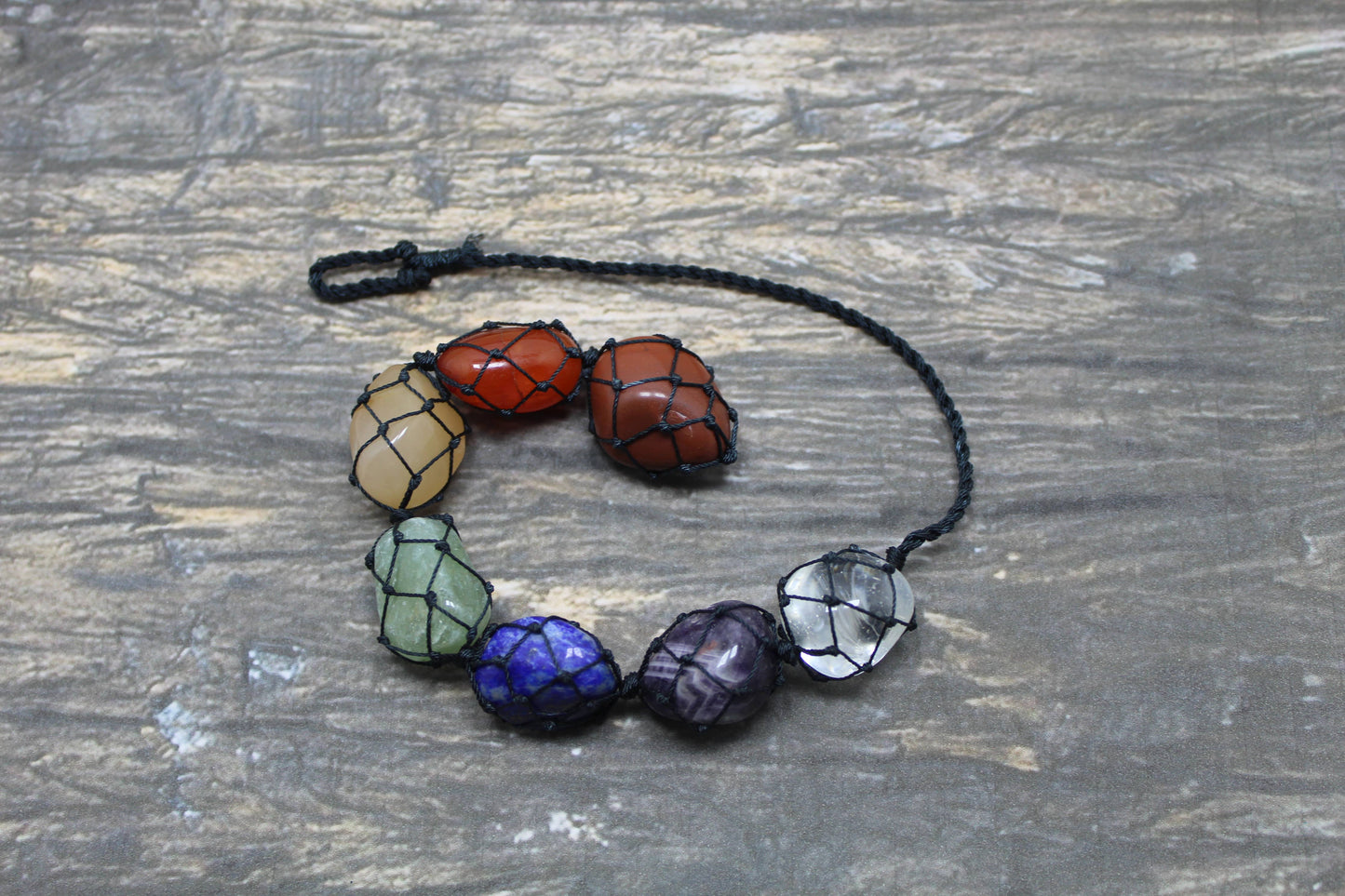 Natural 7 Chakra Tumble Stone Wall Hanging