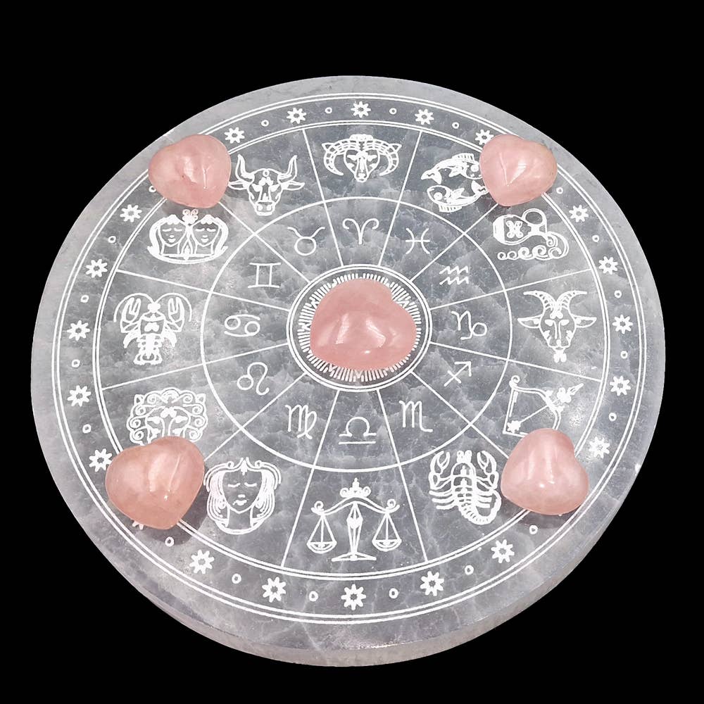 Zodiac Selenite Charging Plate Round 8cm
