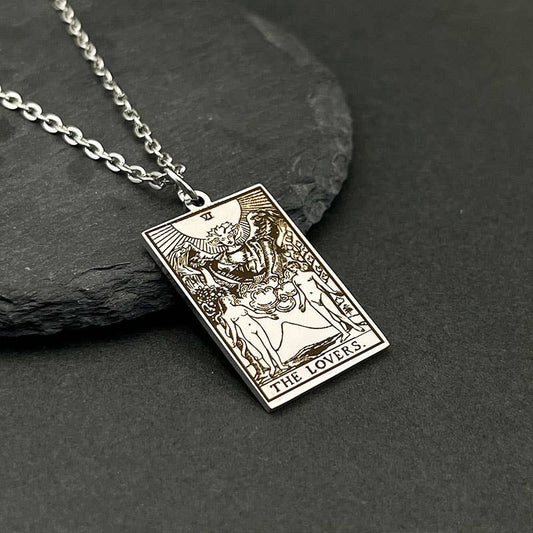 Stainless Steel Tarot Necklaces: THE LOVERS