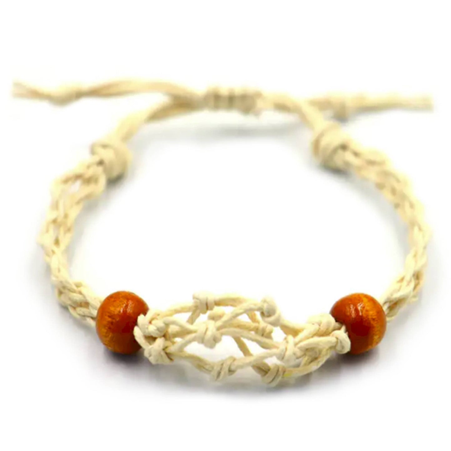 Macrame adjustable gemstone bracelet - Natural