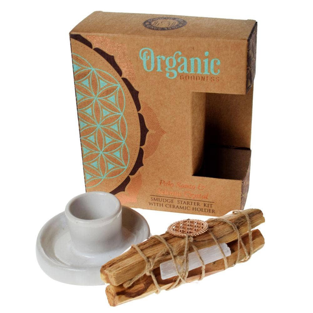 Organic Smudge Starter Kit with ceramic bowl