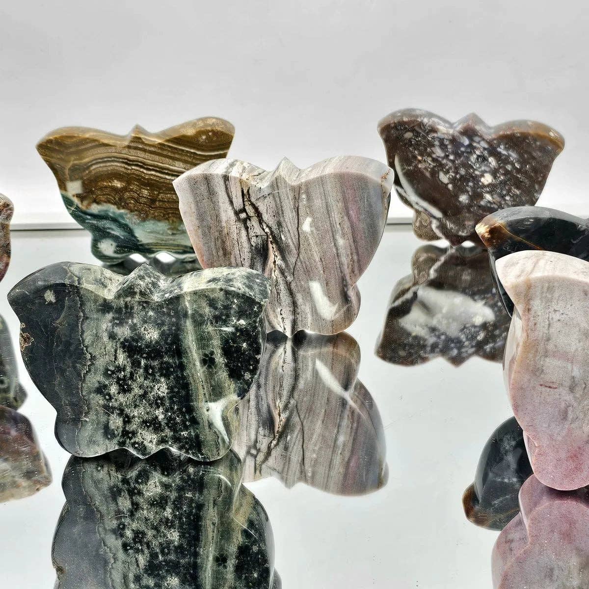 Ocean Jasper Crystal Butterfly Carving