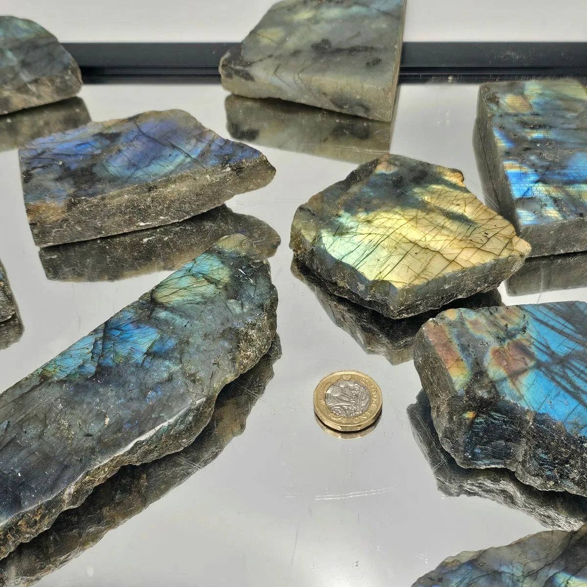 Labradorite Crystal Half Polished Slice, 100-200g