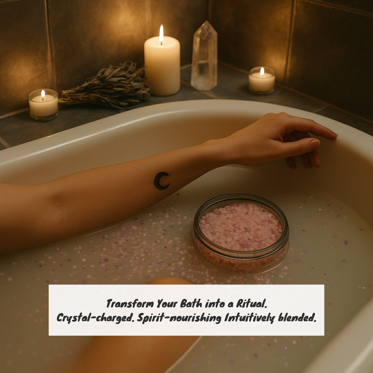 Divine Glow Bath Soak - Self Love Ritual Bath Salts - Rose Quartz Crystal Infused
