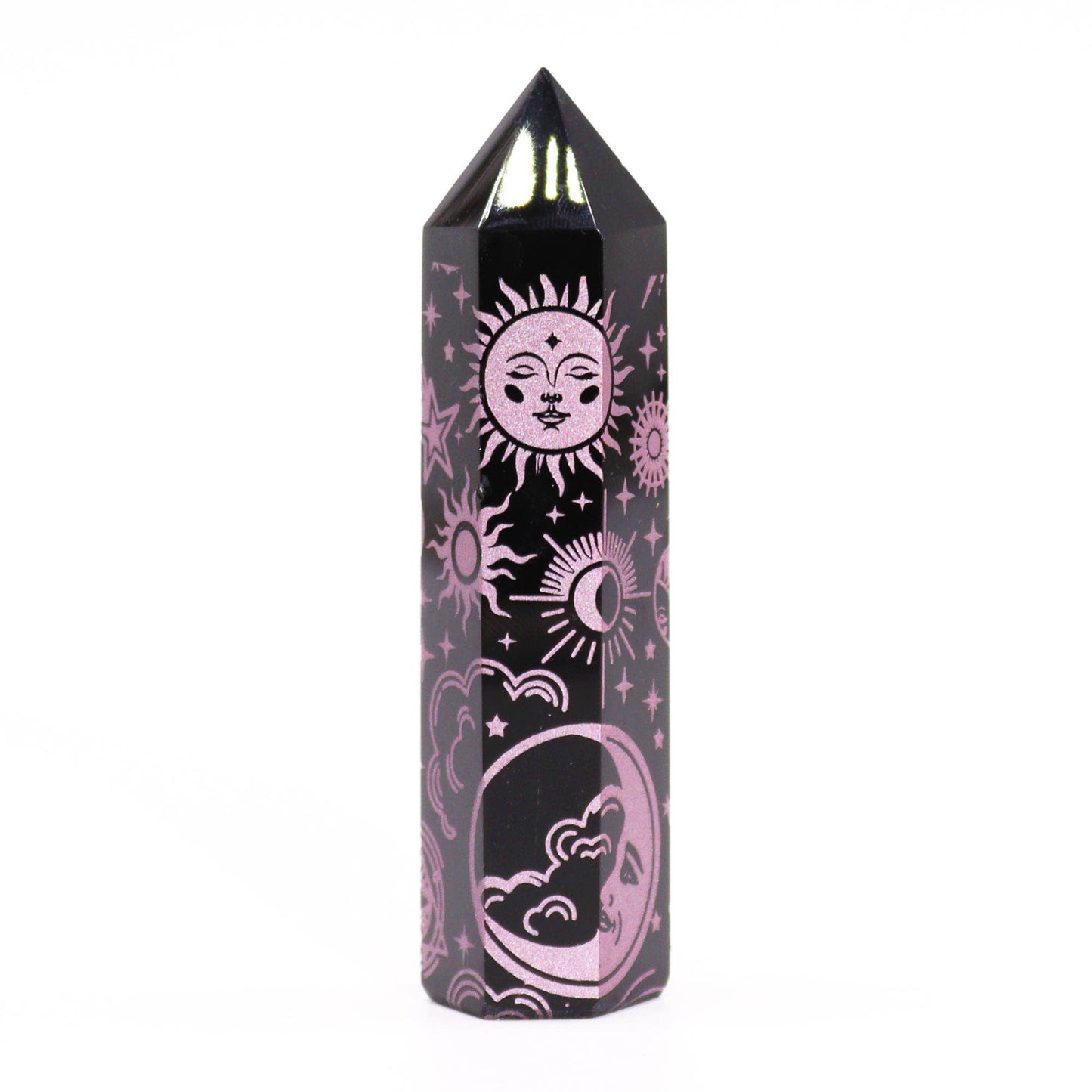 Mystic Story Black Obsidian Point - Rose Pink