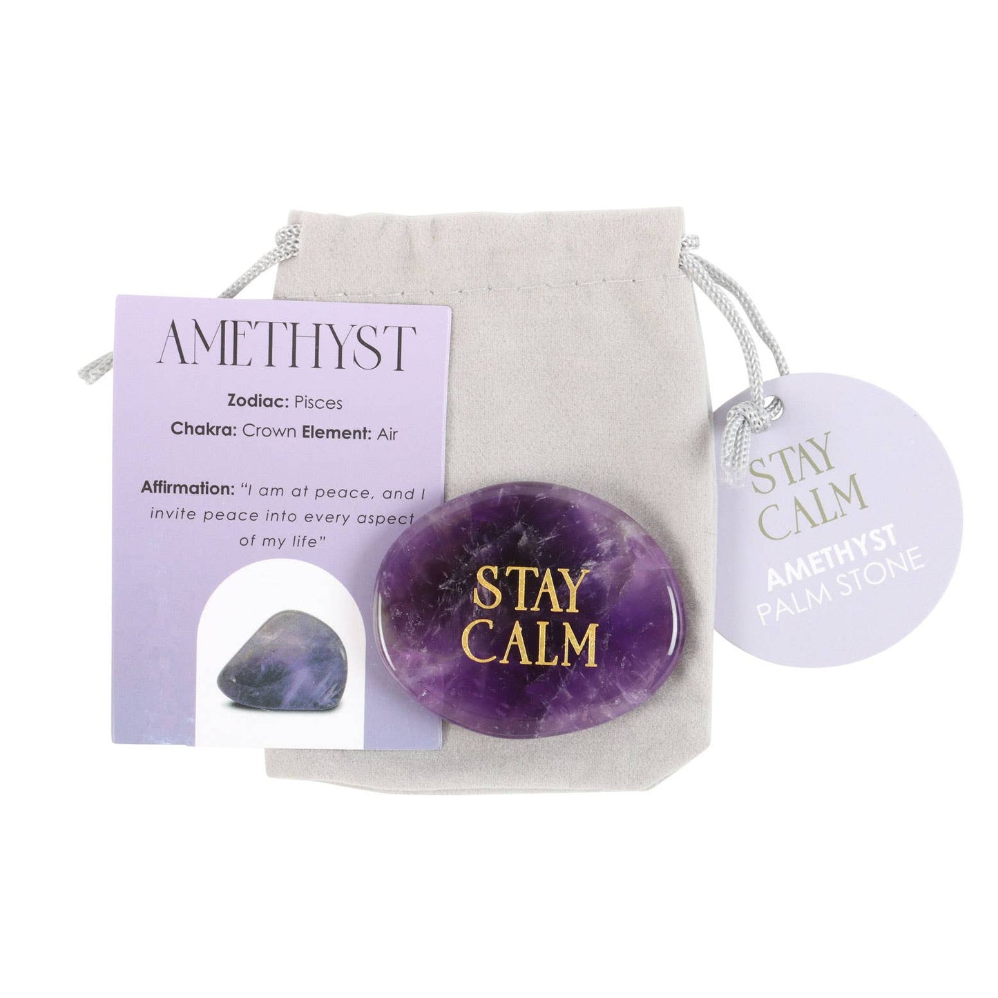 Stay Calm- Amethyst Crystal Palm Stone