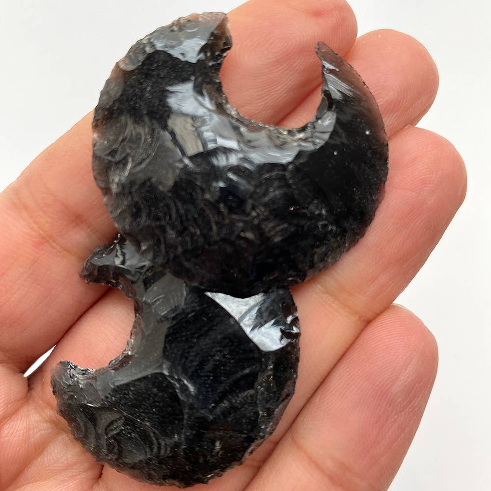 Black Obsidian Faceted Crescent Moon, 3x2cm