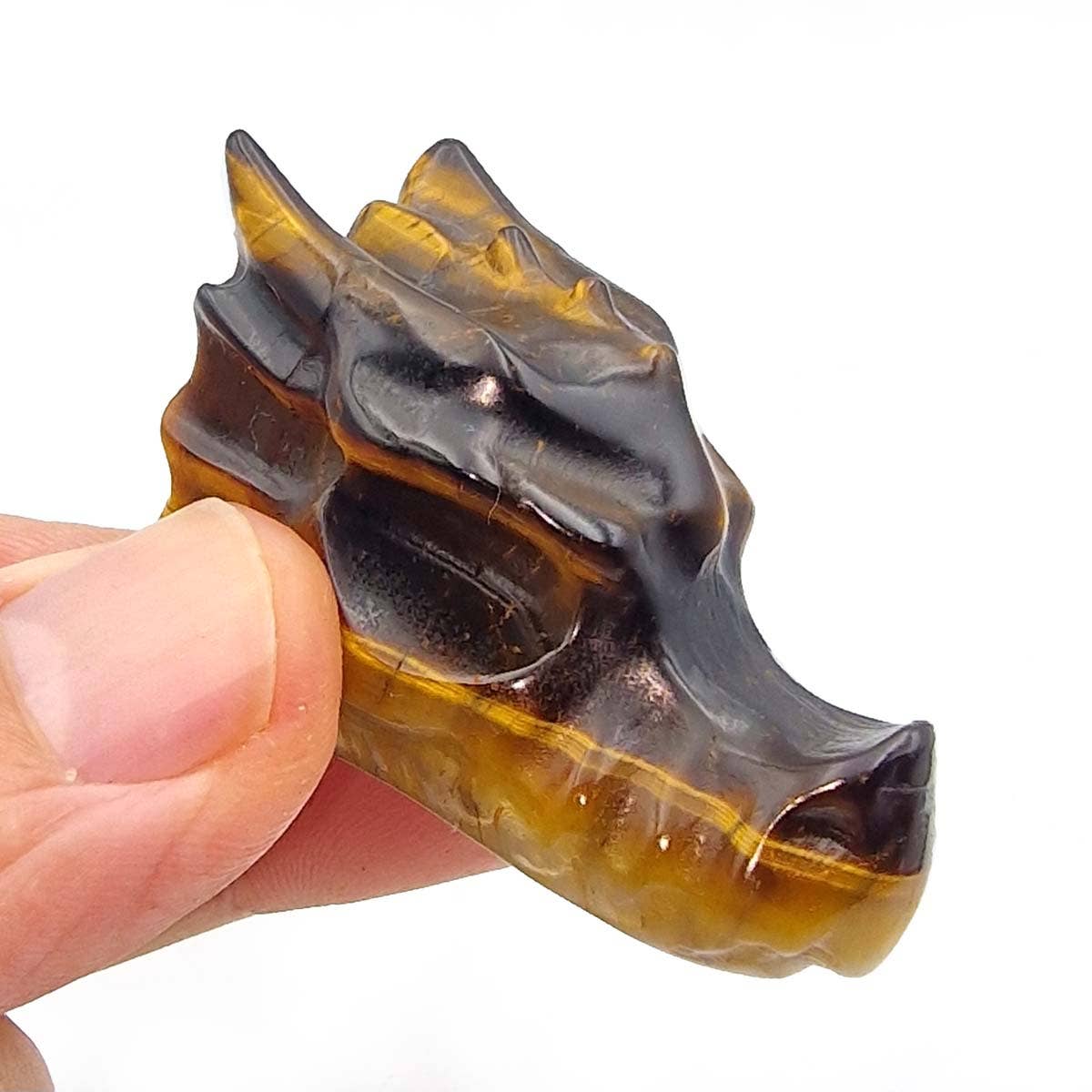 Tigers Eye Dragon Head carving