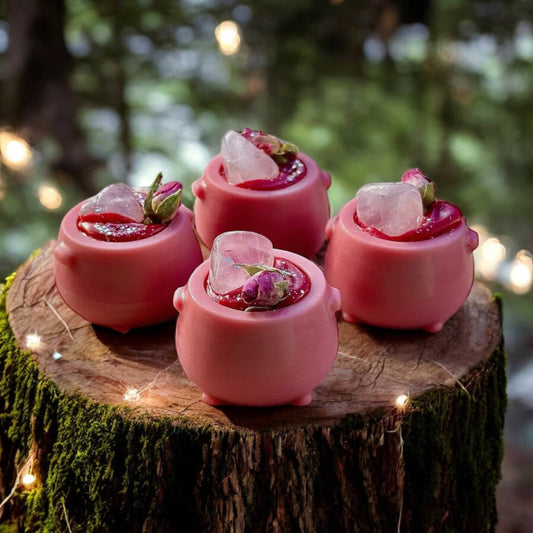 Rose Quartz & Copper Cauldron Wax Melt With Embedded Quartz