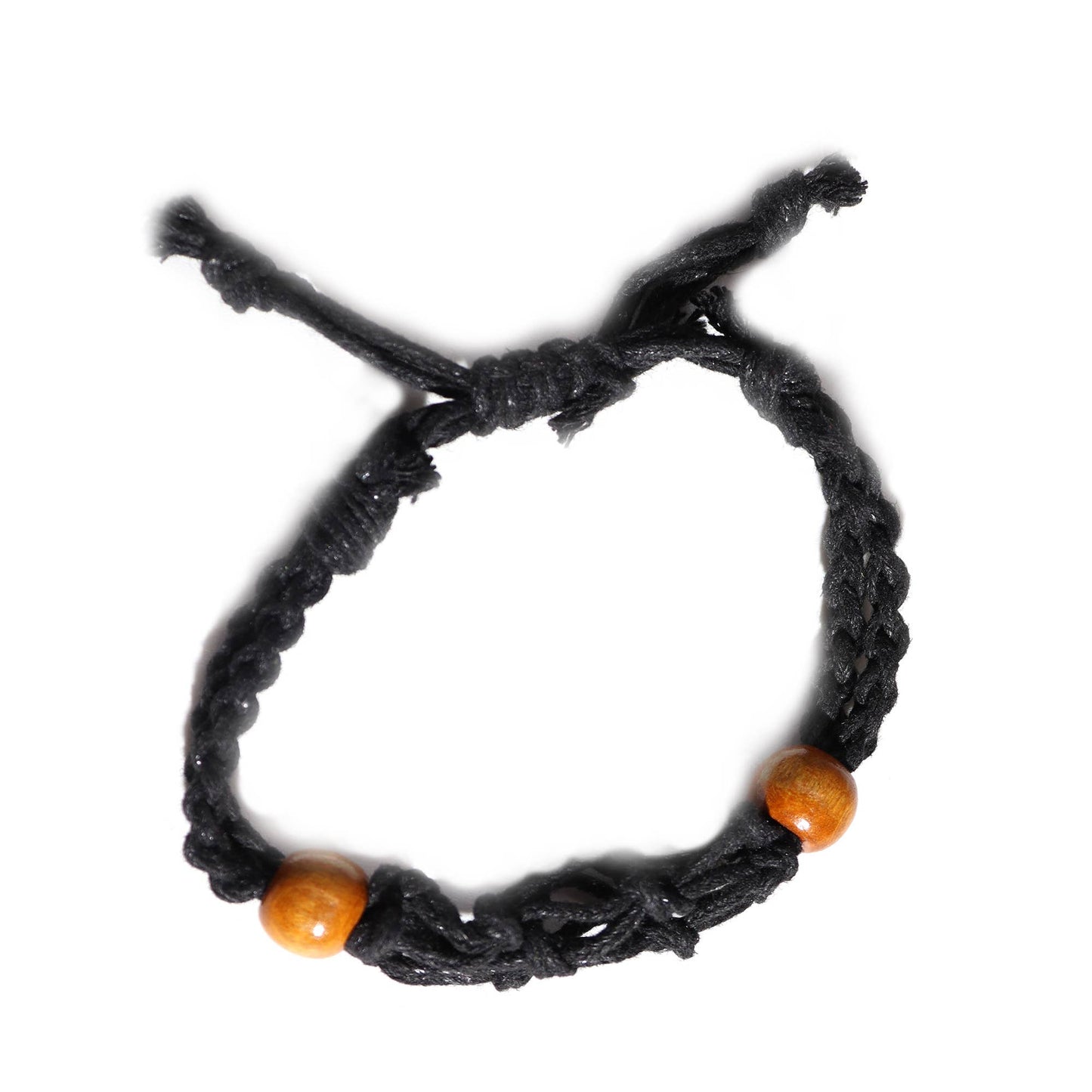 Macrame adjustable gemstone bracelet - Black