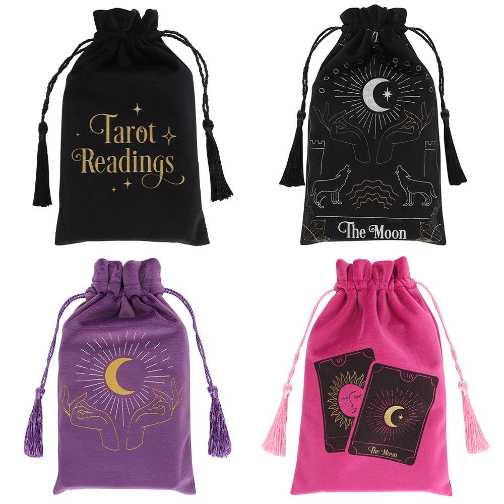The Fortune Teller Pink Drawstring Pouch - 'Sun and Moon'