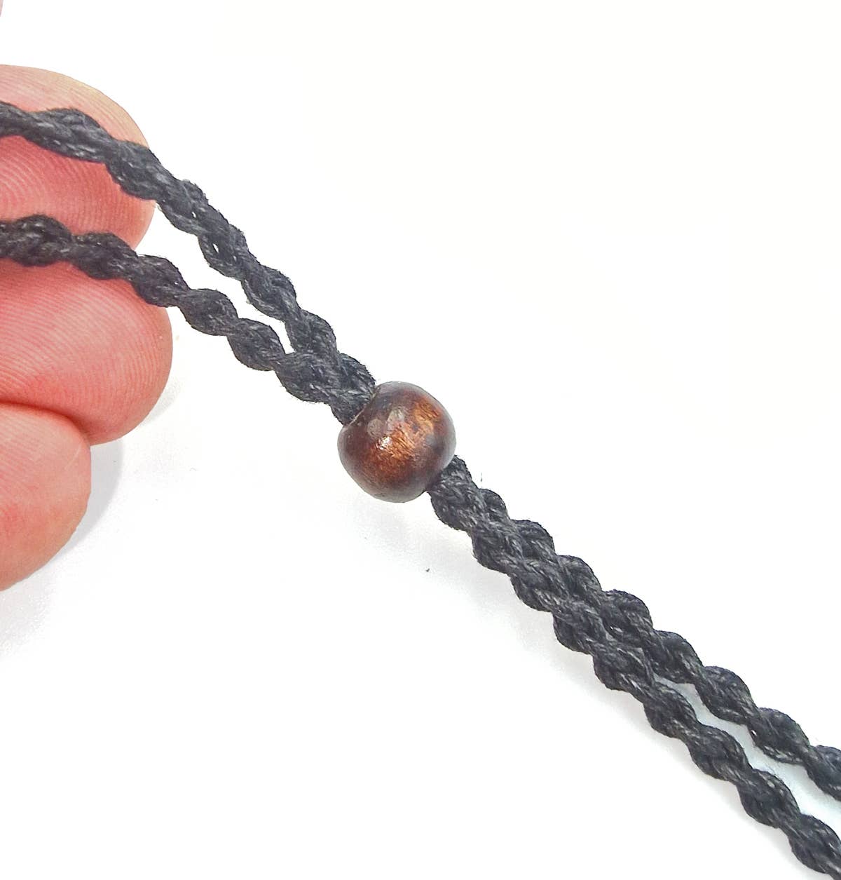 Macrame Nett Bag Tumble Stone Holder Necklace: Cream