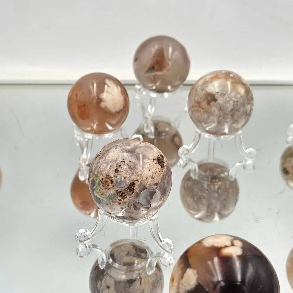 Small Flower Agate Crystal Spheres