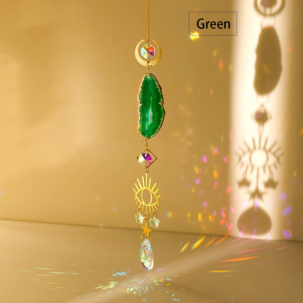 Agate Sun Catcher Hanging - Green