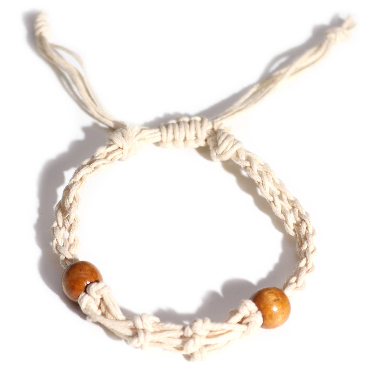 Macrame adjustable gemstone bracelet - Natural
