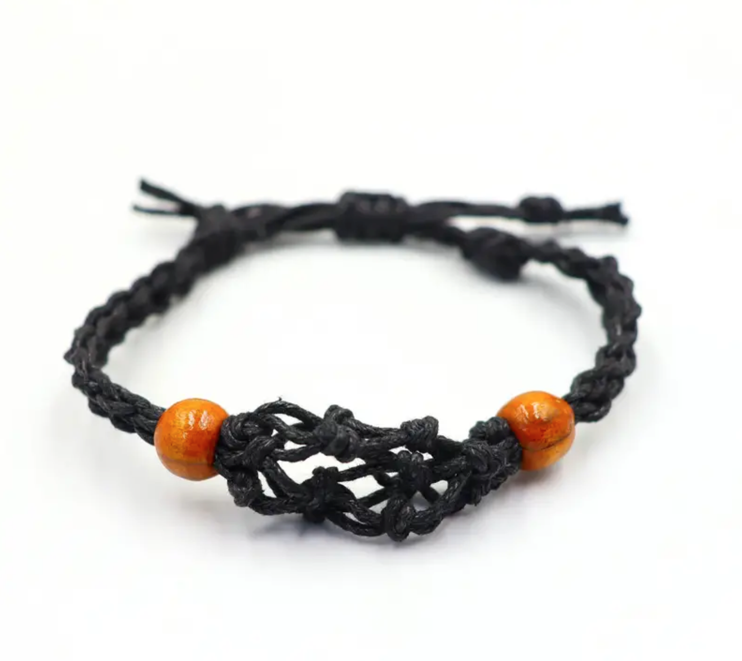 Macrame adjustable gemstone bracelet - Black