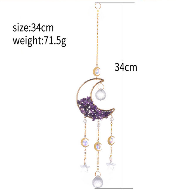Moon Suncatcher Crystal Prism Decor: Purple