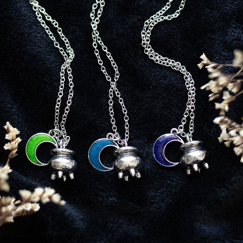 Coven Sisters Cauldron Charm Necklace- Purple