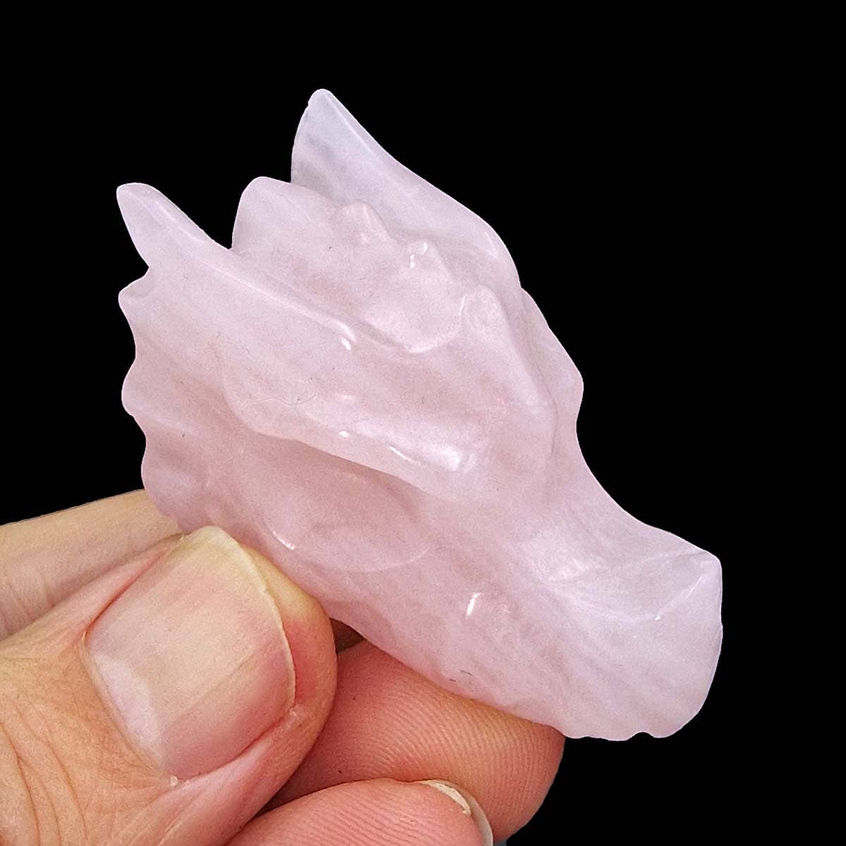 Rose Quartz Dragon Head carving