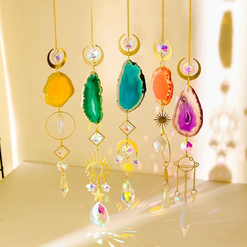 Agate Sun Catcher Hanging - Green