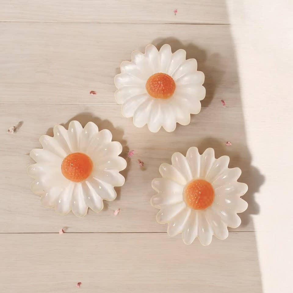 White Selenite Crystal Flower Carving with metal stand
