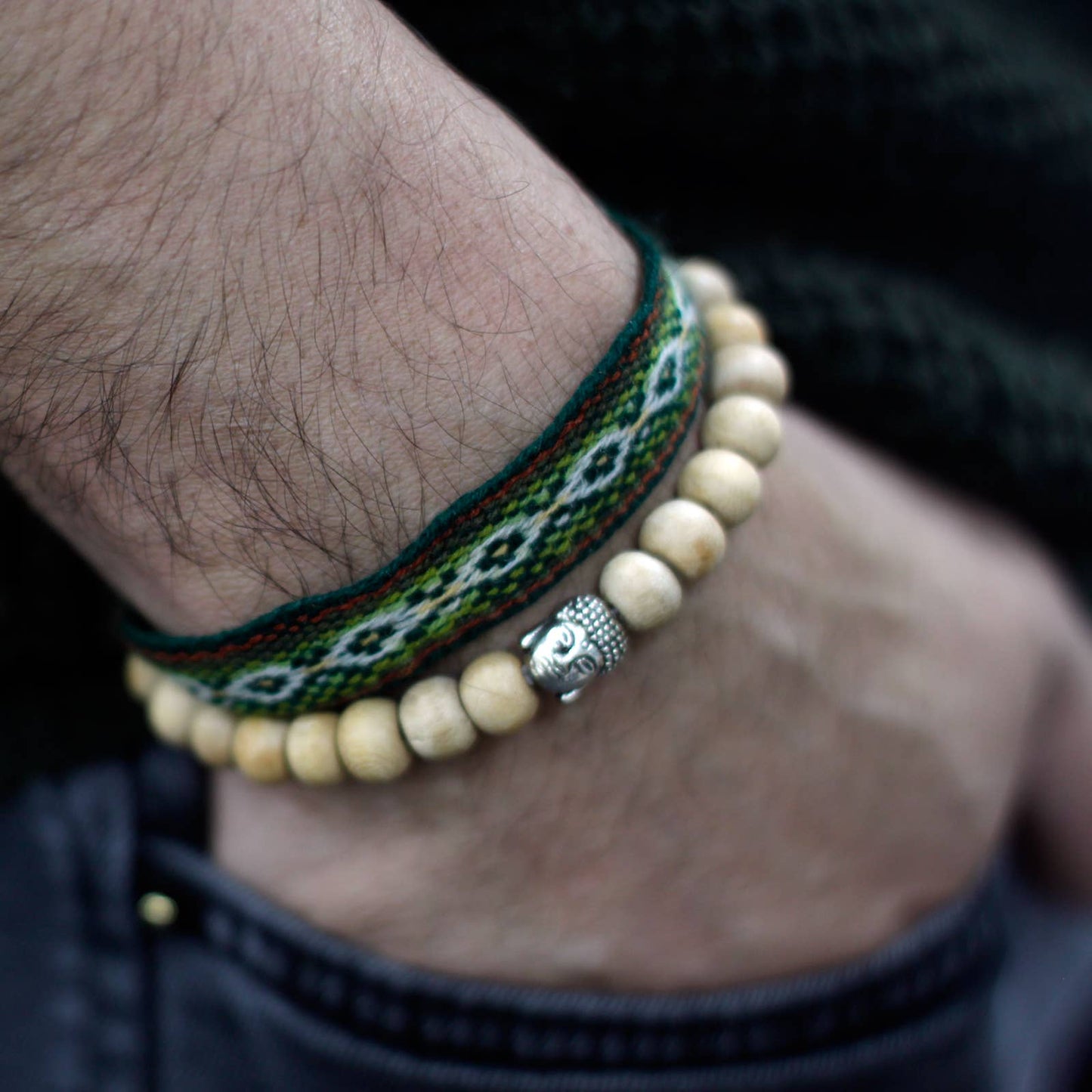 Fragrant Sandal Bead & Buddah Bangle