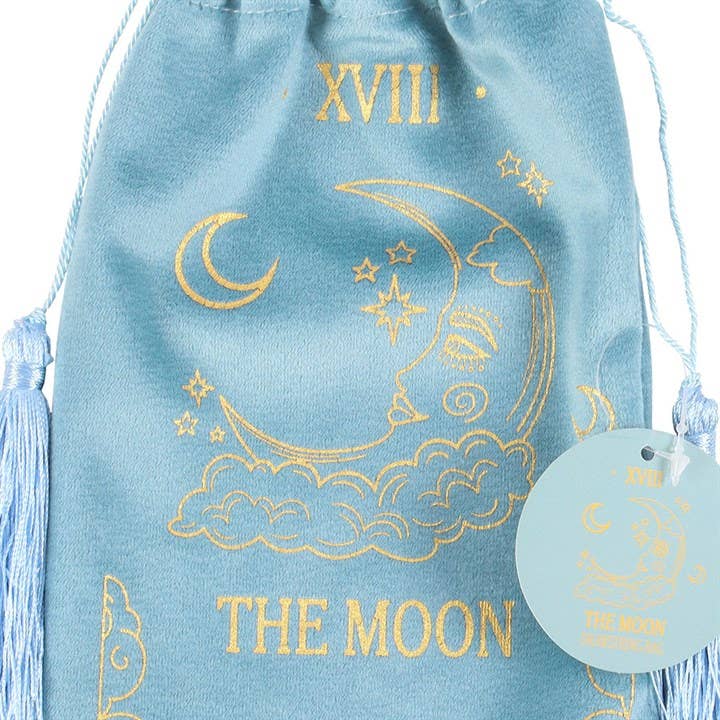 'The Moon' Vintage Tarot Card Velvet Drawstring Bag