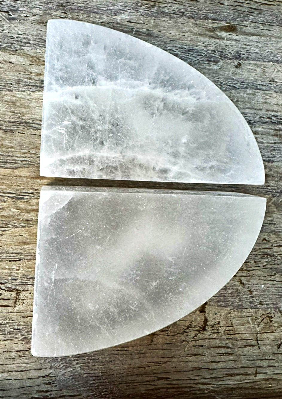 Selenite pair of book ends