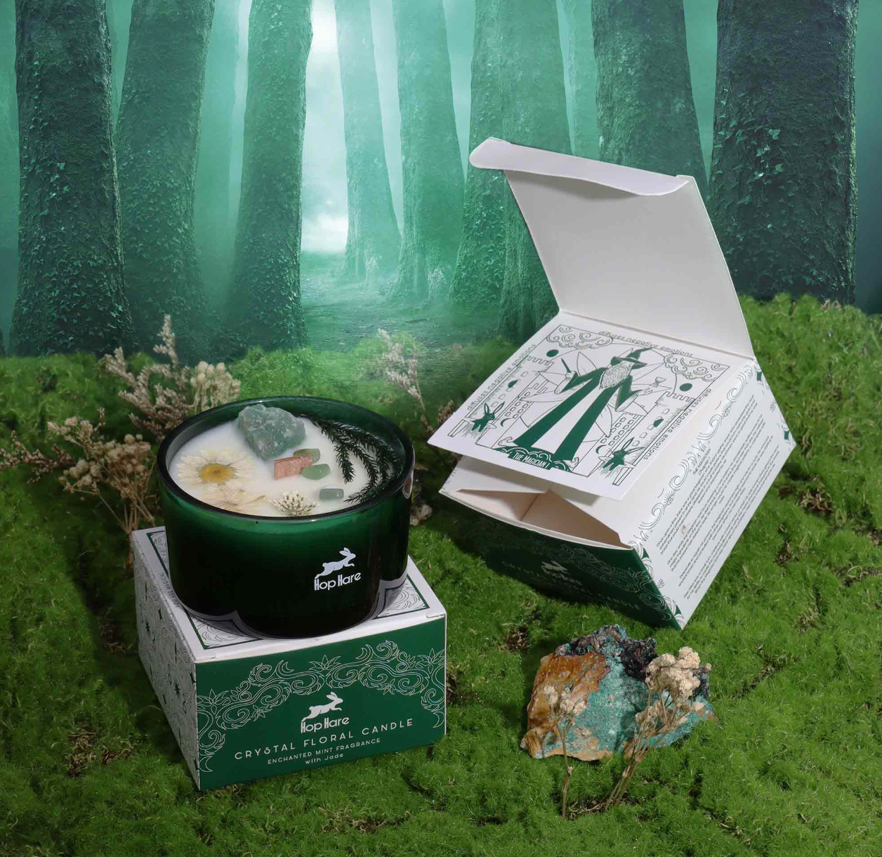 Hop Hare Crystal Magic Flower Candle - The Magician