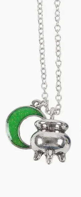 Coven Sisters Cauldron Charm Necklace- Green