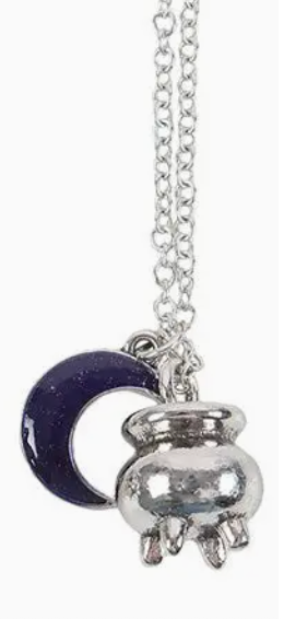 Coven Sisters Cauldron Charm Necklace- Purple