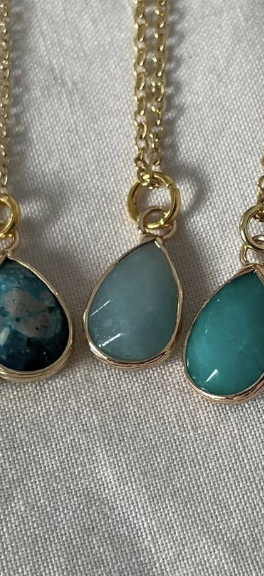 Dainty Drop Necklace: Amazonite
