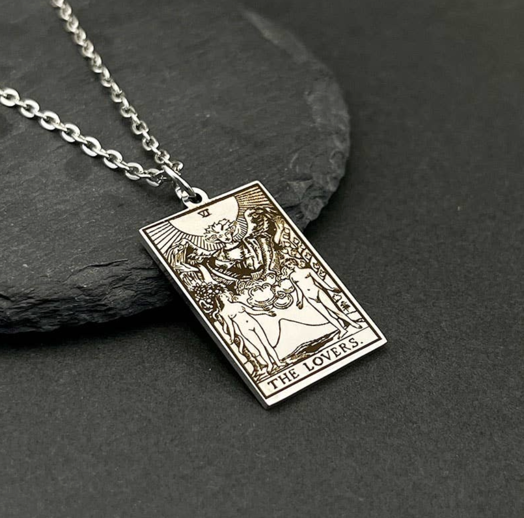 Stainless Steel Tarot Necklaces: THE LOVERS