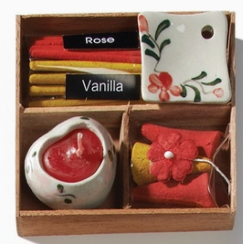 Mini Incense Gift Box Set with Ceramic Candle and Burner