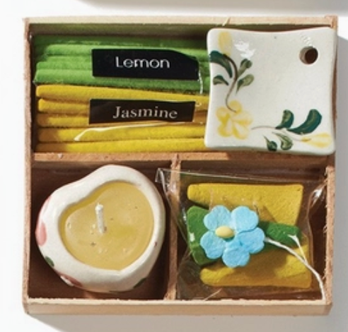 Mini Incense Gift Box Set with Ceramic Candle and Burner