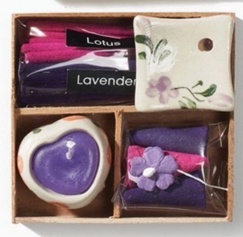 Mini Incense Gift Box Set with Ceramic Candle and Burner