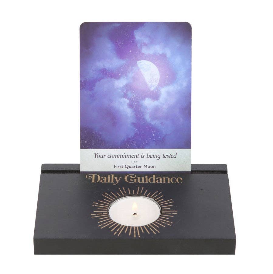 Wooden Black Daily Guidance Tarot Card Stand and Tea light Holder