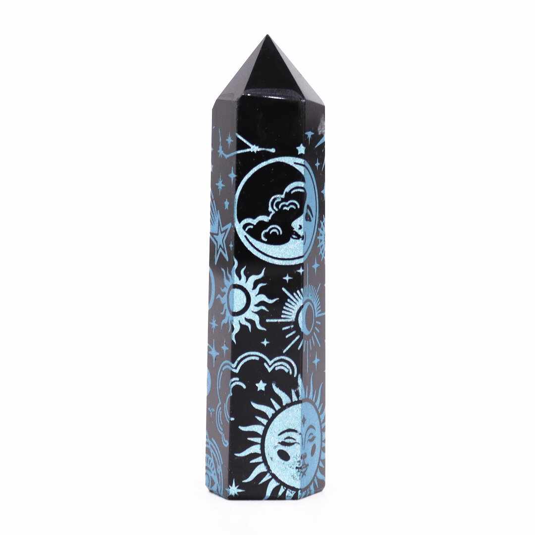 Mystic Story Black Obsidian Point- Sky Blue