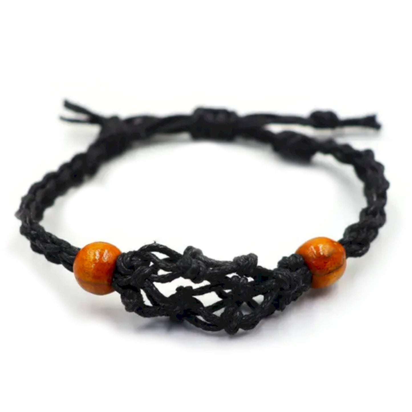 Macrame adjustable gemstone bracelet - Black