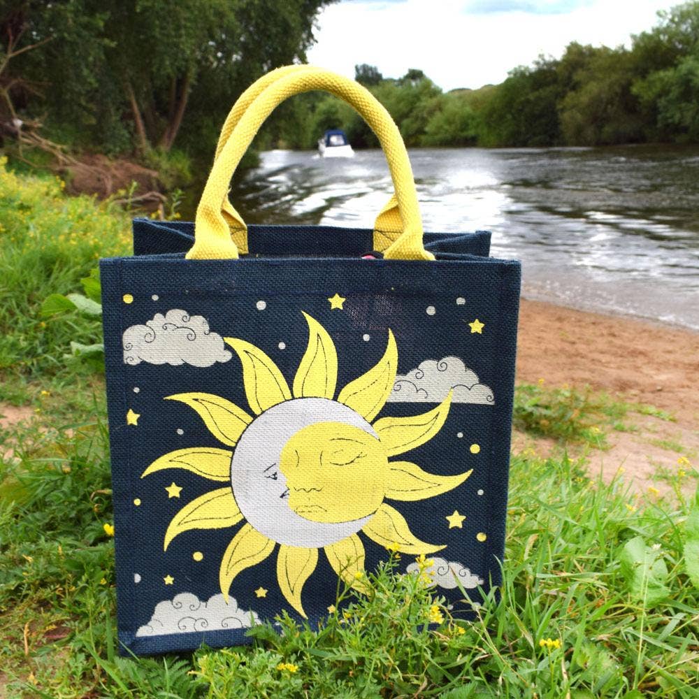 Jute Shopping Bag, Sun and Moon 30x30cm