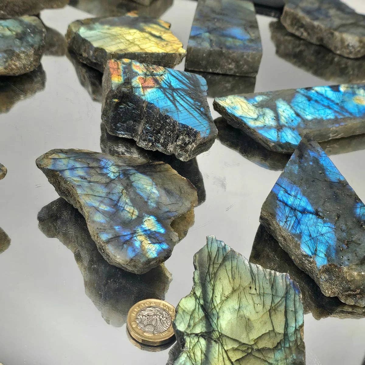 Labradorite Crystal Half Polished Slice, 100-200g
