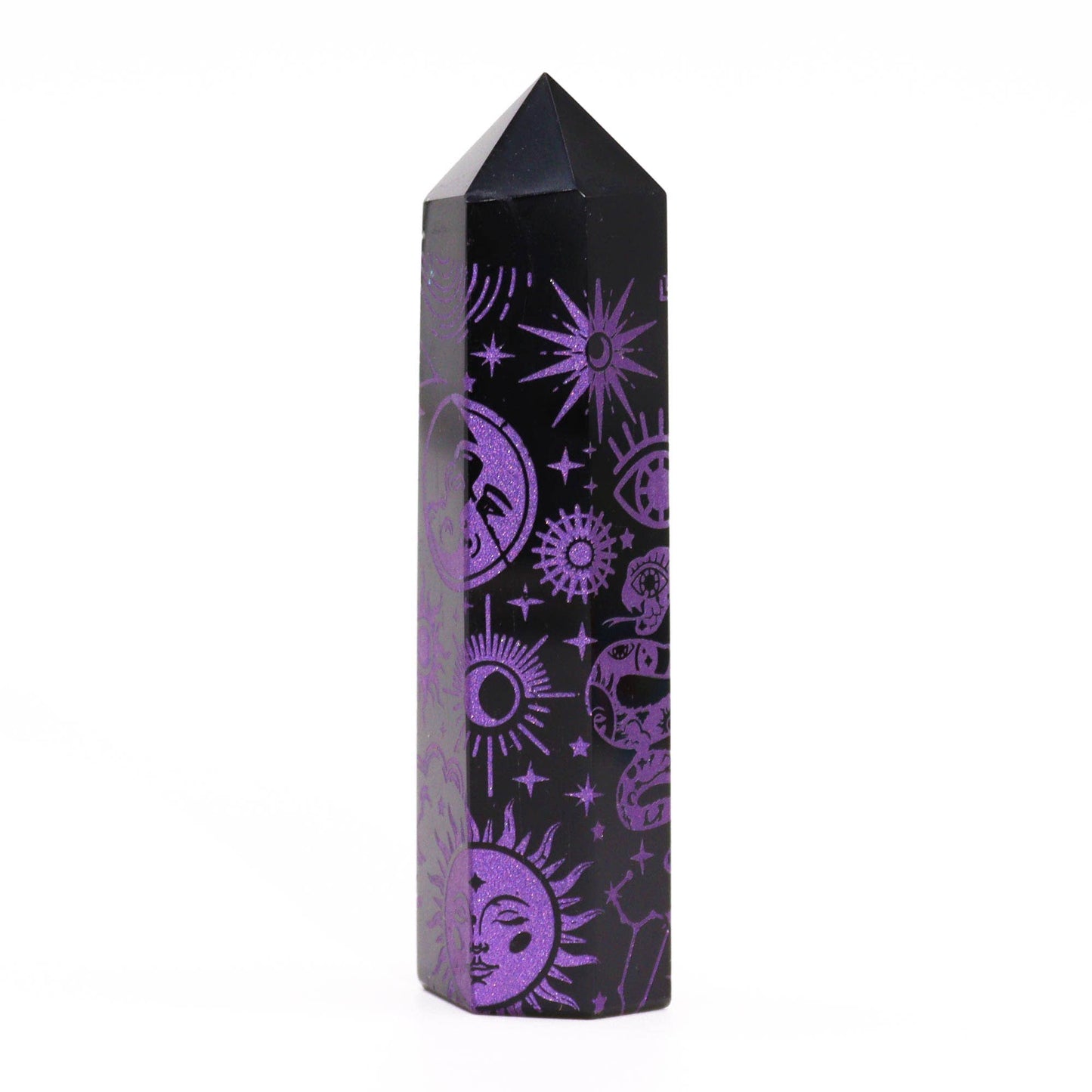 Mystic Story Black Obsidian Point- Deep Purple
