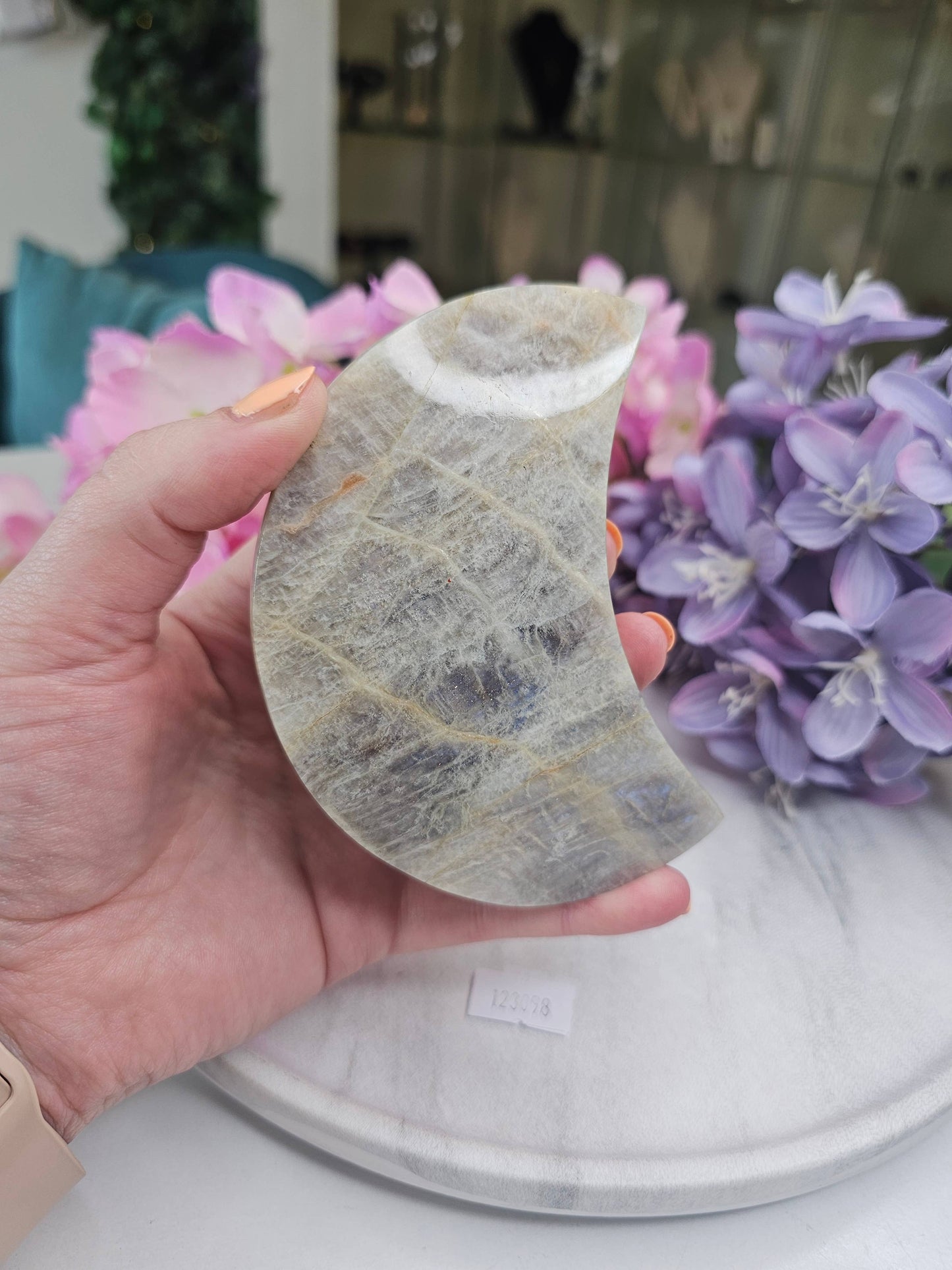 Moonstone Moon on Stand