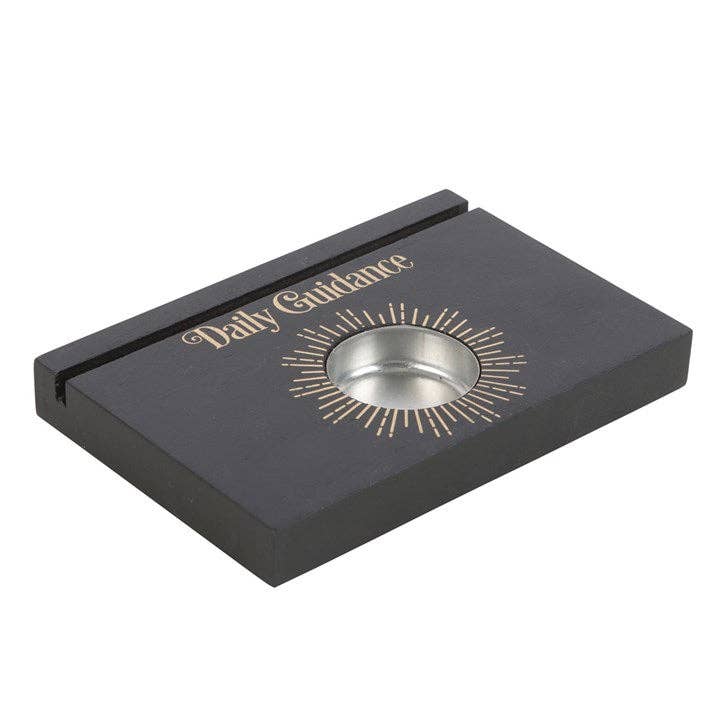 Wooden Black Daily Guidance Tarot Card Stand and Tea light Holder